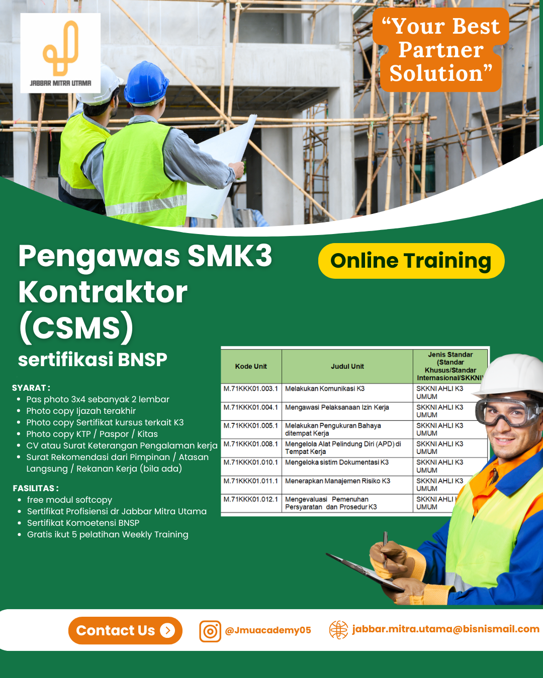 Pengawas SMK 3 Kontraktor (CSMS)
